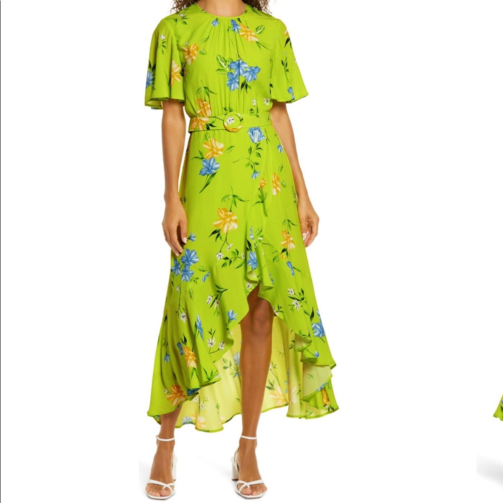 # French Connection Emina Belted High Low Midi Dress Size
